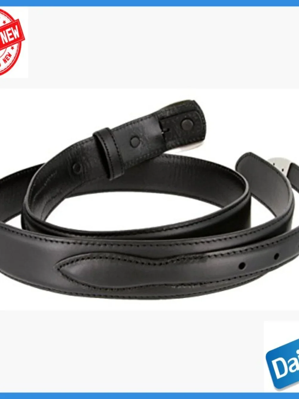 Men's Genuine Leather Belt with Sterling Silver Buckle Size 36